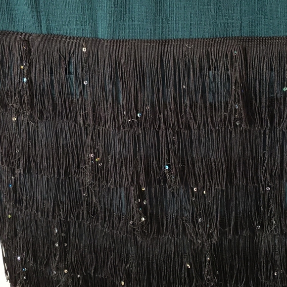 EnFocus Studio Dress Green w/Fringe and Sequins Size M - Picture 5 of 8